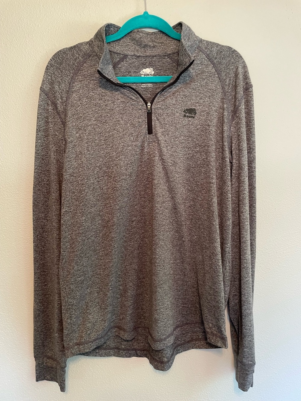 Roots Canada Men's Heather Grey Quarter-Zip Performance Pullover Medium